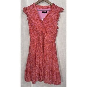 Rachel Zoe Women's Flutter Pink Orange Flowers Dress A-Line Small S‎ NWT